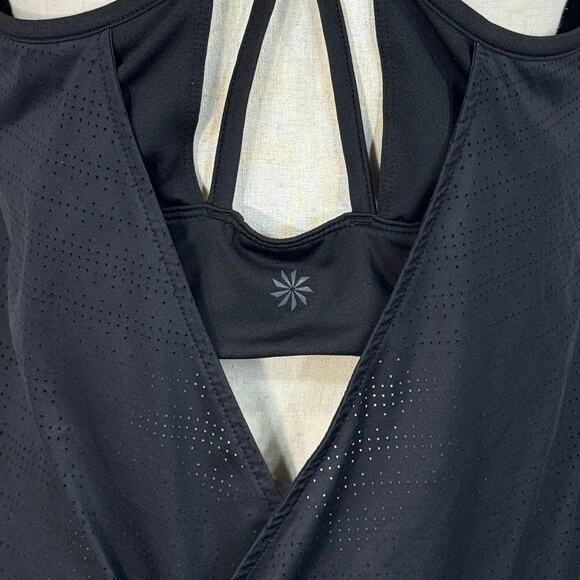 Athleta X-Large Full Force 2-in-1 Tank Top Perforated Criss-Cross Stretch Black - Picture 7 of 10